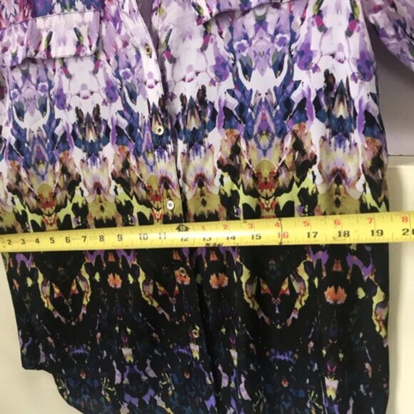 Calvin Klein Floral Oversized Boho Shirt Blouse Button RollTab Long Sleeve Top M - Picture 14 of 16